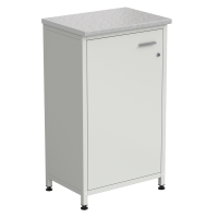 Шкаф-тумба белая 610х450х1060 мм, белый металл, раб. поверхность - ЛАМИНАТ БЕЛЫЙ