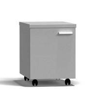 Тумба подкатная дверь левая 400х540х530 мм, низкая, серый металл - СТАЛЬ