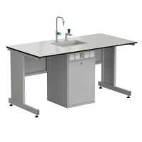 Стол ученический с сервисной стойкой, с электрикой, с подводом воды 1500х750х760 мм, раб. поверхность - LABGRADE