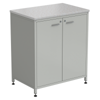 Шкаф-тумба серая 2 двери 910х615х1060 мм, раб. поверхность - ЛАМИНАТ БЕЛЫЙ