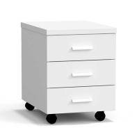 Тумба подкатная 3 ящика 400х540х530 мм, низкая, белый металл - СТАЛЬ