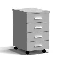 Тумба подкатная 4 ящика 400х540х670 мм, средняя, серый металл - СТАЛЬ