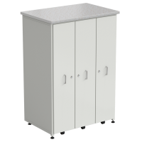 Шкаф 3 выдвижные вертикальные секции 930x630x1350 ламинат белый, белый металл