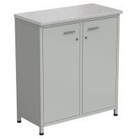 Шкаф-тумба серая 2 двери 910х450х1060 мм, раб. поверхность - ЛАМИНАТ БЕЛЫЙ