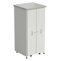 Шкаф 2 выдвижные вертикальные секции 640x630x1350 мм ламинат серый, белый металл