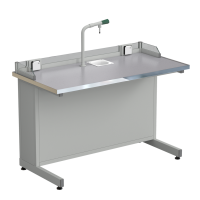 Стол ученический с подводом воды, с бортиком и розетками 1212х610х840 мм, раб. поверхность - МОНОЛИТНЫЙ КЕРАМОГРАНИТ
