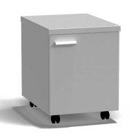 Тумба подкатная дверь правая 400х540х530 мм, низкая, серый металл - СТАЛЬ