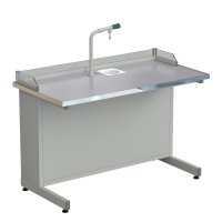 Стол ученический с подводом воды, с бортиком 1212х610х840 мм, раб. поверхность - МОНОЛИТНЫЙ КЕРАМОГРАНИТ