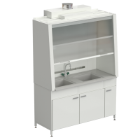 Шкаф вытяжной с двойной мойкой и ВЗБ светильником 1520х750х2160 мм, раб. поверхность - DURCON