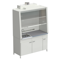 Шкаф вытяжной с одной мойкой из НС и ВЗБ светильником 1520х750х2160 мм, раб. поверхность - МОНОЛИТНЫЙ КЕРАМОГРАНИТ