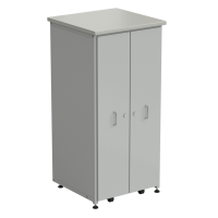 Шкаф 2 выдвижные вертикальные секции 640x630x1350 ламинат серый, серый металл