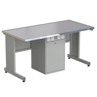 Стол ученический с сервисной стойкой, с электрикой 1500х750х760 мм, раб. поверхность - МОНОЛИТНЫЙ КЕРАМОГРАНИТ