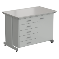 Стол-тумба 1 дверь (правая) + 5 ящиков 1213х763х900, DURCON с бортиком