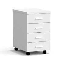 Тумба подкатная 4 ящика 400х540х670 мм, средняя, белый металл - СТАЛЬ
