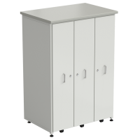 Шкаф 3 выдвижные вертикальные секции 930x630x1350 ламинат серый, белый метал
