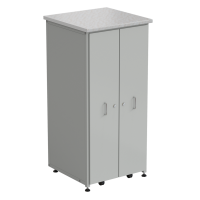 Шкаф 2 выдвижные вертикальные секции 640x630x1350 мм ламинат белый, серый металл