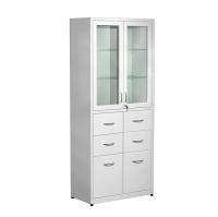 Шкаф для медикаментов стекло в металлической рамке, ящики ШМ-6.1