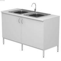 Стол-мойка Modern -1500 НЖ двойная врезная (лабораторная)