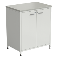 Шкаф-тумба белая 2 двери 910х615х1060 мм, раб. поверхность - ЛАМИНАТ СЕРЫЙ