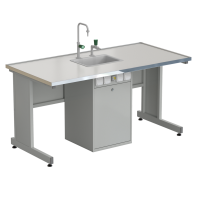 Стол ученический с сервисной стойкой, с электрикой, с подводом воды 1515х750х760 мм, раб. поверхность - LABGRADE-лайт