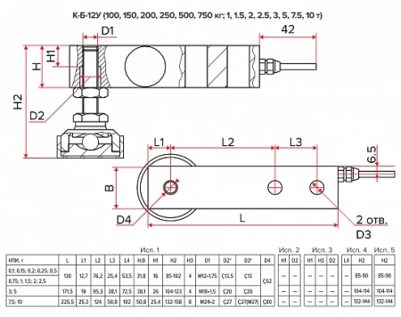 Тензодатчик Уралвес К-Б-12У-150кг