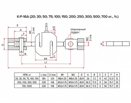 Тензодатчик Уралвес К-Р-16А-7,5Т